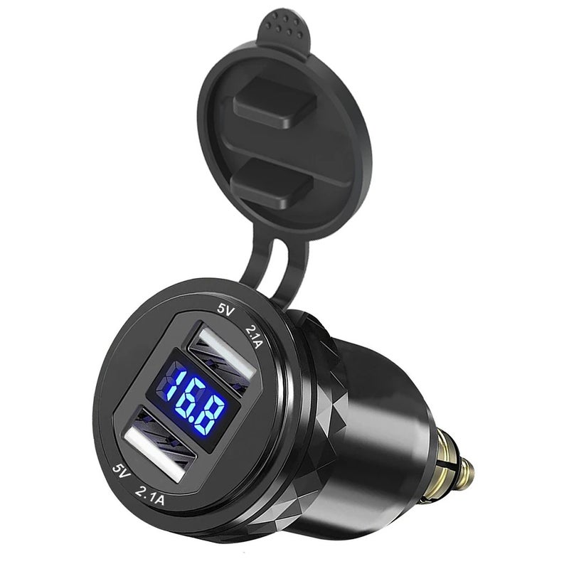 Bluejw PD 12V to 5V 4.2A Dual USB Car Charger, Waterproof DIN Socket Power Adapter for Triumph Tiger 800 XC & BMW R1200RT Motorcycle, Automobile Charger - Image 3
